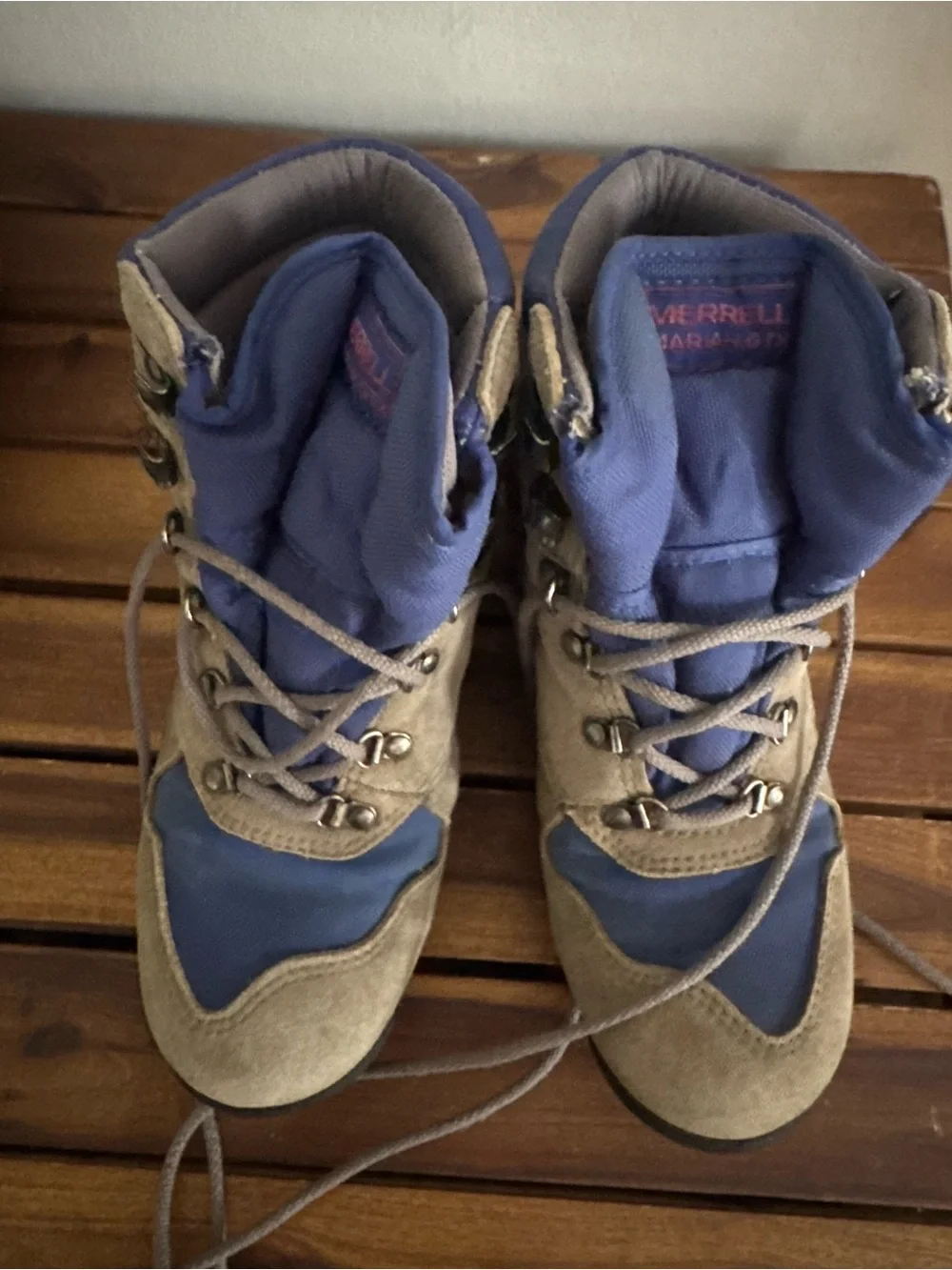 Merrell Mariah GTX Hiking Boots Women's Size7.5 Gore-Tex Trail Shoes Gray & Blue